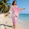 thumbnail image 5 of Xixirimido Sea Turtle Cherry Blossom Pink Print Women’s Plus Size Beach Kaftan Dress V-Neck Batwing Sleeve Swimsuit Cover Up Flowy Caftan Dress for Pool, Cruise & Resort Wear, 5 of 7