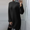 thumbnail image 2 of Arlun Sweater Dresses for Women 2025 Fall Fashion Neck Long Lantern Sleeve Oversized Outfits Casual Solid Color Loose Soft Comfort Knit Tops Clothes Black S, 2 of 5