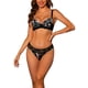 thumbnail image 1 of Conjunto de lencería push up para mujer INSPIRE CHIC con tirantes ajustables, borde de encaje floral, sujetadores y bragas B 36 negro floral, 1 of 4