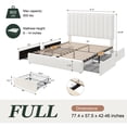 thumbnail image 5 of Amolife Full Size Bed Frame, Platform Bed with Adjustable Velvet-Wrapped Headboard and 4 Storage Drawers, No Box Spring Required, White, 5 of 14