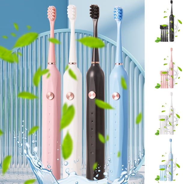 Ganfancp Cepillo de Dientes Bajo Ruido Portátil Smart Timer Cepillo de Dientes Ipx7 Agua Cepillo de Dientes Vibración Ofertas Del Día Sólo En Línea 1 Cepillo Eléctrico, 4 Cabezales, 1 Cable de Carga