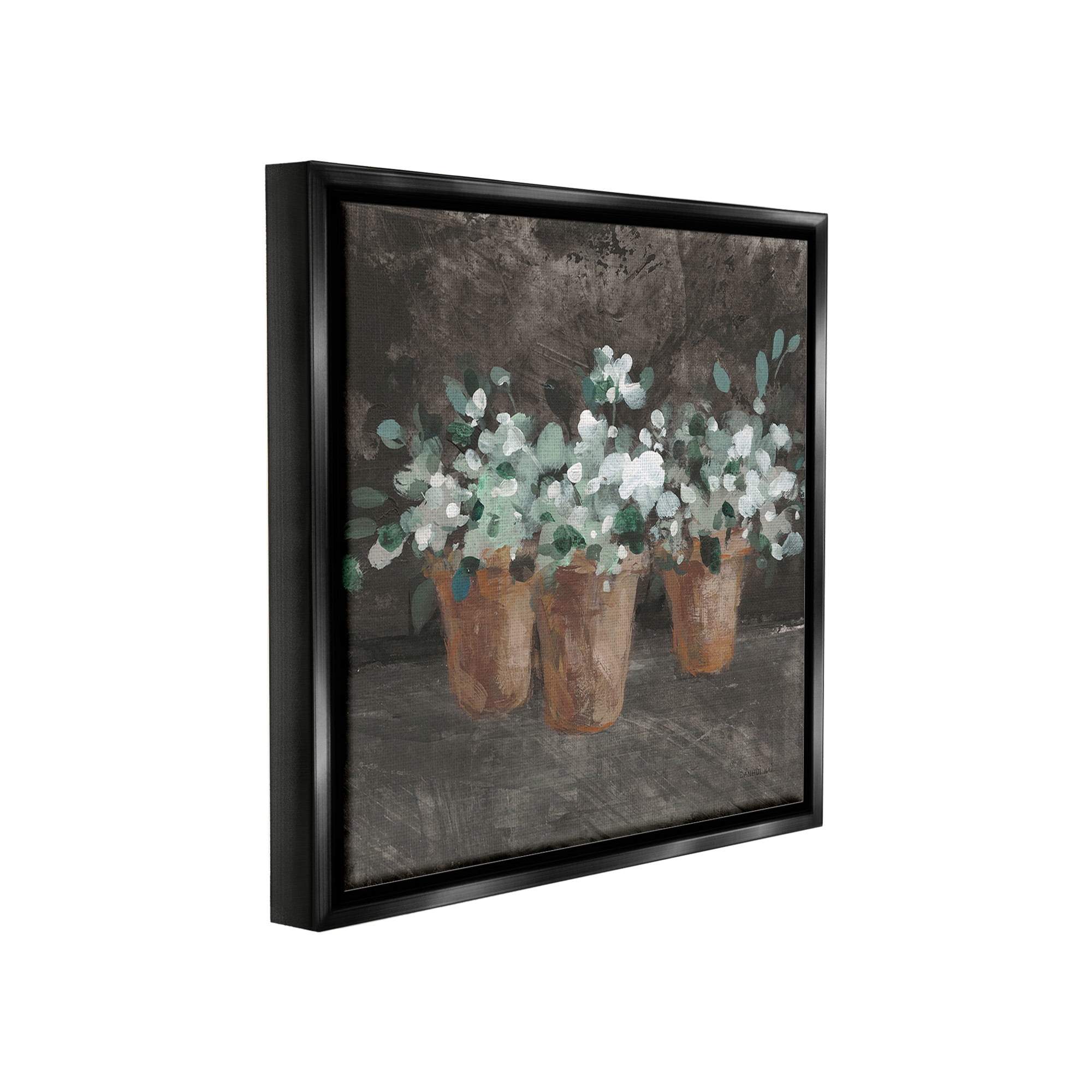 Stupell Industries Garden Plants in Terracotta Botanical & Floral Painting Black Floater Framed Canvas Art Print Wall Art, 25 x 25