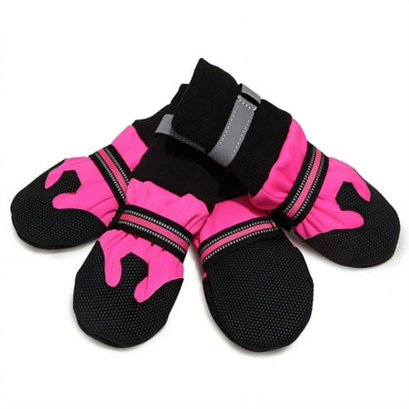 GASTROPOD 4Pcs Dog Shoes Lycra Material Dog Boots for Winter Anti-Slip Sole Dog Rain Boots 8.0x7.0cm Pink