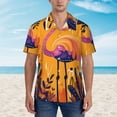 thumbnail image 2 of Bingfone Men's Short Sleeve Button Down Shirts Hawaiian Vibrant Flamingo Illustration Printed Beach Shirt, 2 of 7