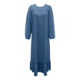 thumbnail image 4 of ZHOGXU Stylish Womens Midi Dresses Solid Color Round Neck Long Sleeve Regular Fit Ruffle Hem Weekend Outdoor Wear, 4 of 7