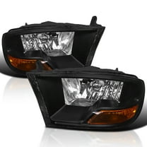 Spec-D Tuning Black Headlights Compatible with 2009-2018 Dodge RAM 1500/2500/3500 L R Pair Head Light Lamp Assembly