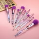 thumbnail image 2 of Juego de 10 brochas de maquillaje con mango de cristal, cerdas sintéticas de primera calidad, brocha cosmética para base en polvo, rubor, corrector, difuminado, sombra de ojos, delineador, 2 of 8