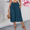 thumbnail image 2 of Cekizud Plus Size Capri Pants for Women High Waist Drawstring Loose Fit Summer Trousers for Beach Vacation,Sizes S-5XL, 2 of 7