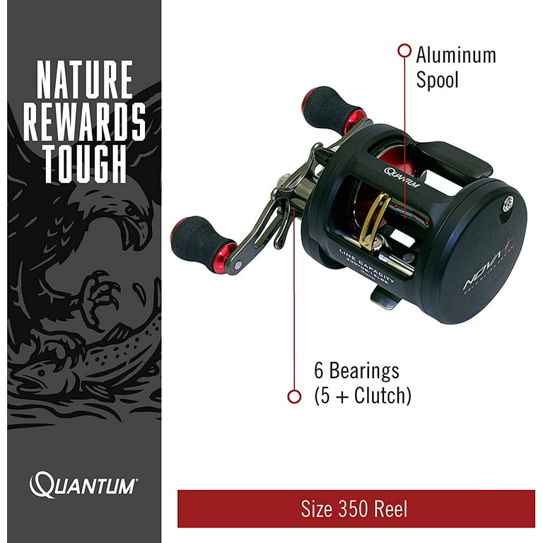 Quantum Nova Conventional Fishing Reel, Size 350 Reel, Right-Hand Retrieve,  Large EVA Handle Knobs, Aluminum Spool, Internally Adjustable Centrifugal