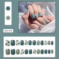 thumbnail image 1 of Uñas postizas brillantes, uñas cortas cuadradas a presión, puntas de uñas francesas azules, puntas de uñas acrílicas de cubierta completa para mujeres y niñas, 24 piezas, 1 of 2