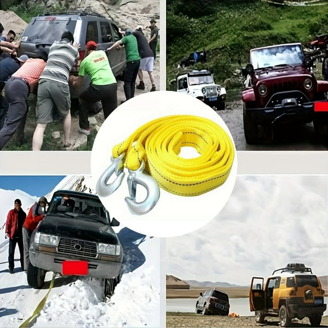 Heavy Duty Fluorescent Nylon Vehicle Recovery Tow Strap High Visibility Off Road Emergency Towing Rope Durable Automotive Accessory