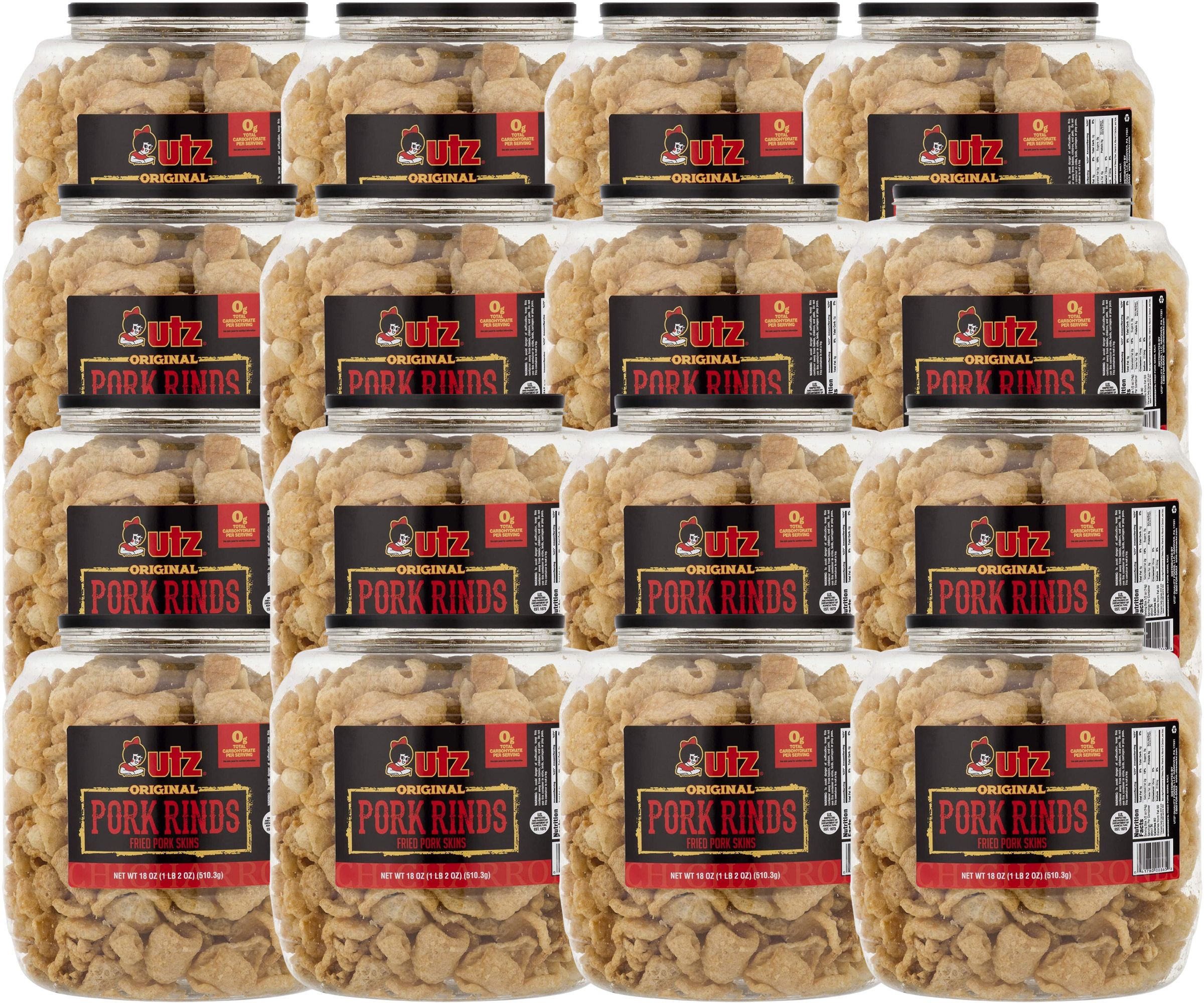 Utz Original Pork Rinds Keto Friendly, Zero Carbs Snack 510g/18oz