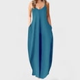 thumbnail image 1 of Lenago Robes Grande Taille pour Invitées de Mariage pour Femmes Mode à Bretelles Taille Mi-Haute Col en V Sans Manches Couleur Unie Ajustée Fête Plage Longue Robe Été Robes de Plage en Liquidation, 1 of 5