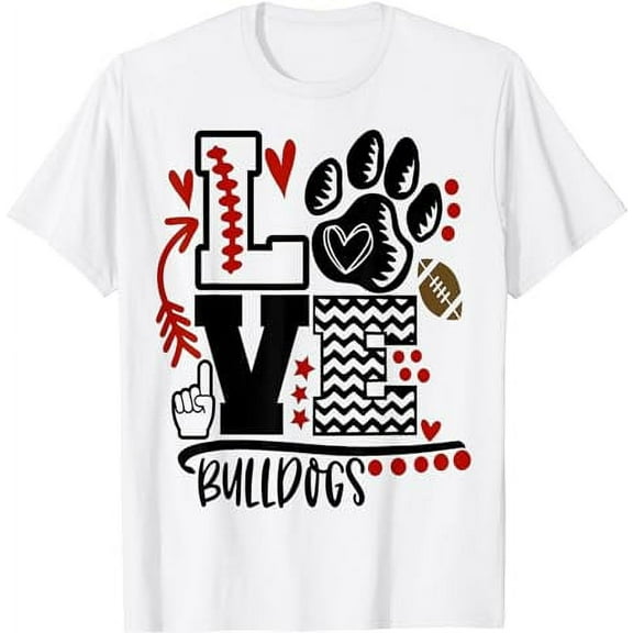 Football, bulldogs, shirt, paw, mom, school spirit, t shirt