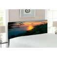 thumbnail image 2 of Rainforest Headboard, Rainforest Sunrise on Ocean Seaside Hills Tropical Plants Leaves Print, Upholstered Decorative Metal Bed Headboard with Memory Foam, Full Size, Green Blue Orange, by Ambesonne, 2 of 4