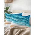 thumbnail image 2 of Outdoor Pillows Waterproof, Teal Blue Beach Coastal Throw Pillows with Inserts Included, Summer Nautical Seaside Ocean Ombre Indoor Outdoor Decorative Lumbar Pillow for Bed/Couch/Patio 12"x20", 1Pcs, 2 of 8