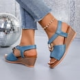 thumbnail image 4 of Womens Wedge Dress Sandals for Ladies 2025 Trendy Summer Beach Peep Toe Mid Heel Slip on Dressy Sandals, 4 of 6