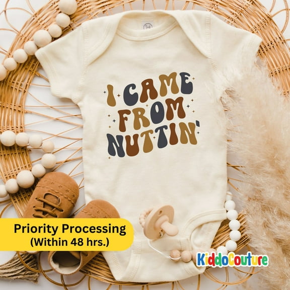 Baby Bodysuit BELLA CANVAS Came From Nuttin Baby Onesie, Retro From Nuttin Baby Bodysuit, Gift For New Born Baby Onesie, Pregnancy Announcement, Baby Shower Onesie