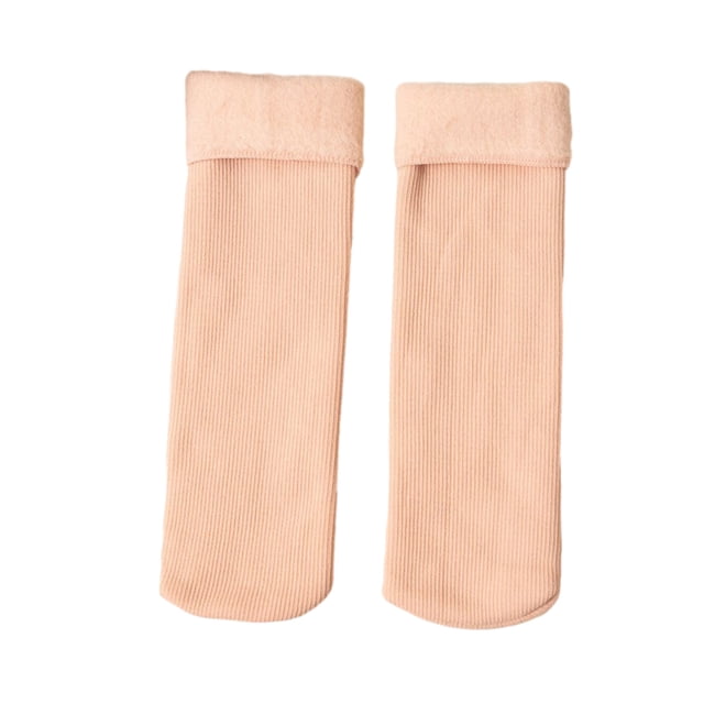 CSChome Mid-calf Socks Unisex Thermal Mid-Tube Socks - Thick Soft Plush Solid Color Elastic Non-Slip Knitted