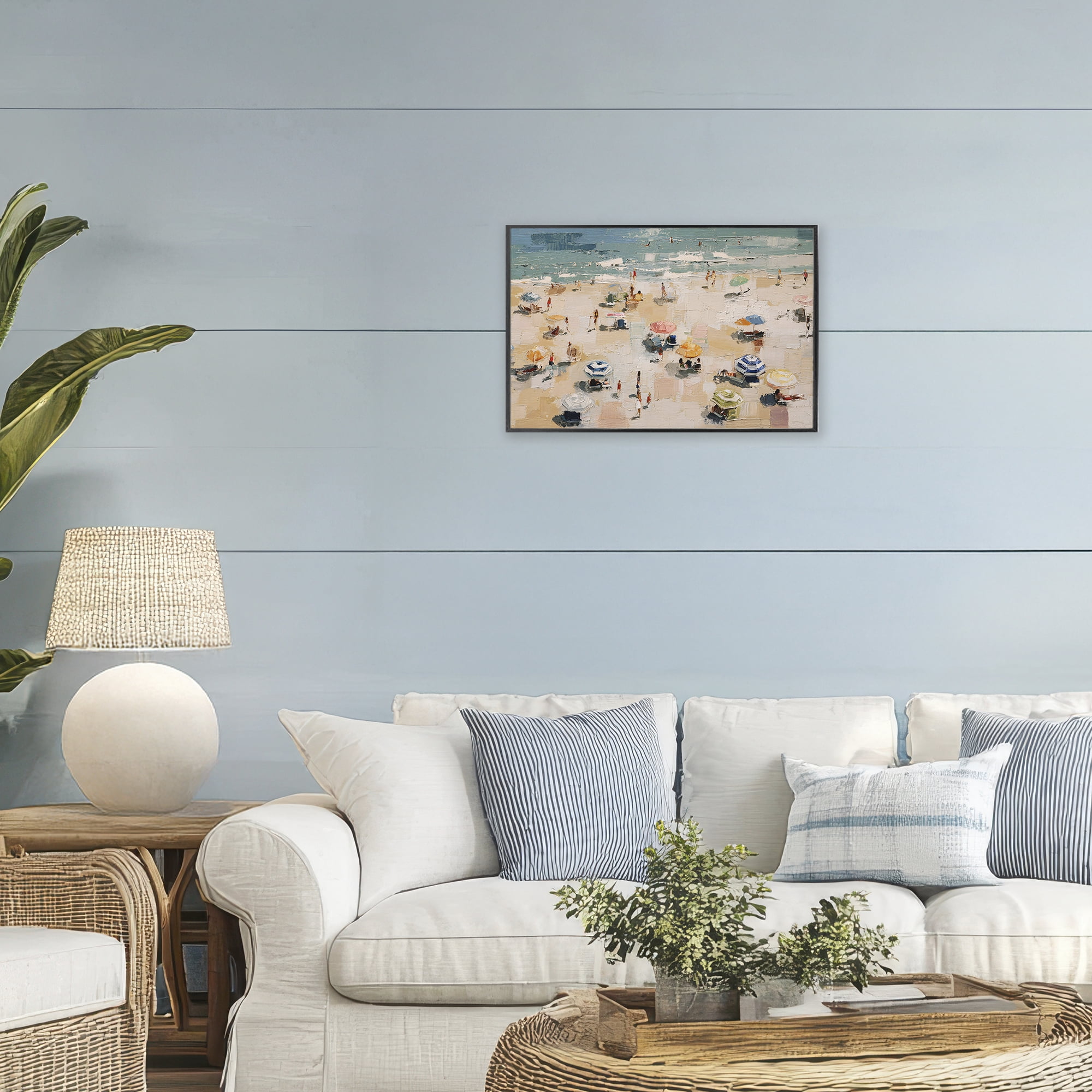 Stupell Industries Summer Beachgoers Expression Black Framed Giclee Art, design by Jacky Ngan