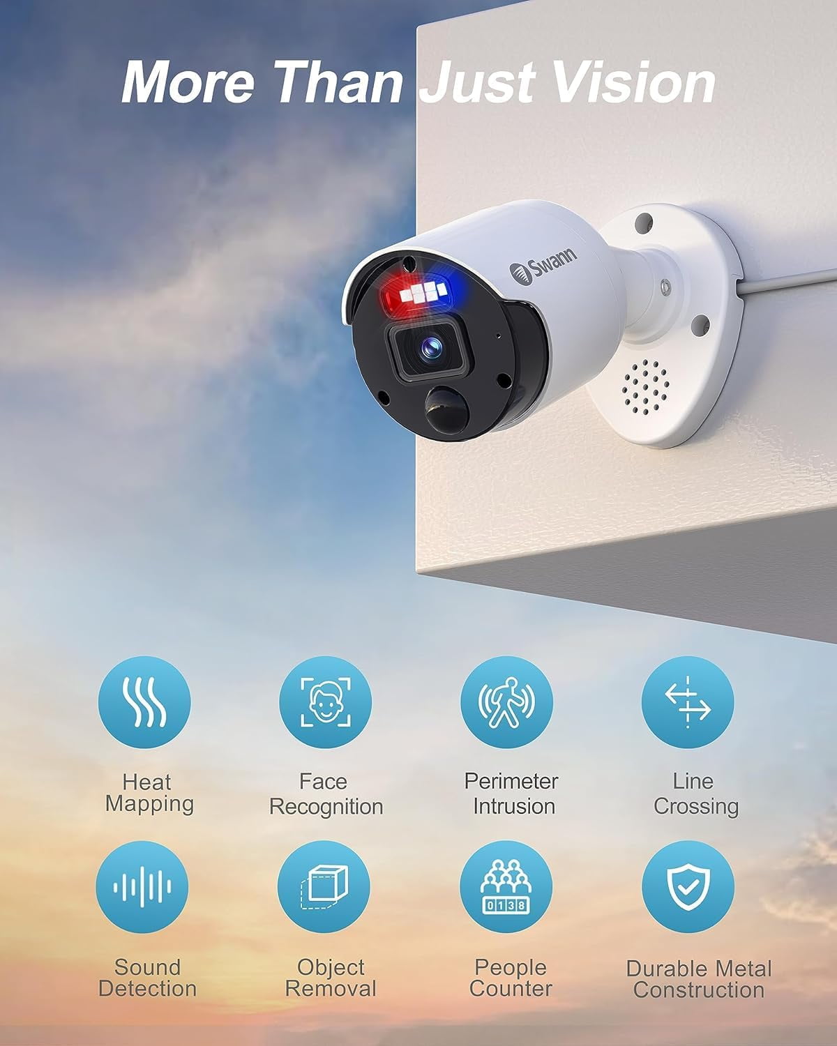 Swann Swann NVR Indoor/Outdoor Office & Home Add-On Security Camera 4K Ultra HD PIR Bullet Cam, Color Night Vision
