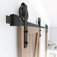 thumbnail image 4 of WINSOON 18FT Wood Double Sliding Barn Door Hardware Kit Basic Black Finish Big Spoke Style Roller, 4 of 6