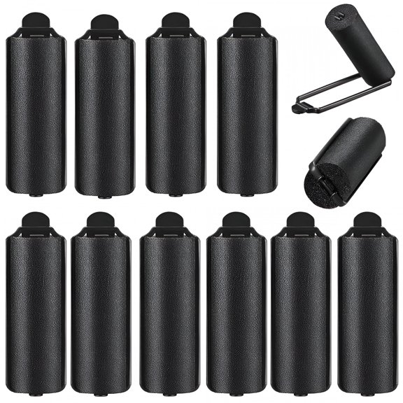 TUWAFE 12 Pack Black Satin Foam Sponge Hair Rollers with Clips 0.8"