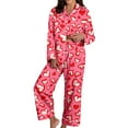 thumbnail image 2 of Valentine's Day Pajamas Sets Women Cute Pink Heart Print Pjs Sets Shirt Top Pants 2 Piece Sets Sleepwear Red L, 2 of 5