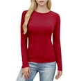 thumbnail image 4 of Wenyuyu Womens Long Sleeve Shirts Scoop Neck Ribbed Basic Tops Casual Slim Fitted Thermal Undershirt Soft Layering Tees Shirt, 4 of 7