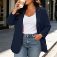thumbnail image 2 of Qiopertar Plus Size Blazers for Women Open Front Casual Work Blazer Notch Lapel Long Sleeve Loose Oversized Suit Jacket with Pockets, Navy 3XL, 2 of 7