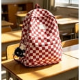 thumbnail image 2 of BiFandian Checkerboard Pattern Plaid Backpack, Korean Style Lightweight Casual Daypack with Roomy Compartment, Stylish Carryall Bag for Daily Commute Outdoor Errand Use, 2 of 6