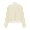 thumbnail image 4 of XPMWRP Women's Bomber Solid Color Coats Casual Button Down Varsity Jackets Long Sleeved Shackets With Pockets Outwear Beige XL, 4 of 6