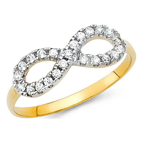 14k Yellow Gold CZ Infinity Ring Love Band Promise Ring Right Hand Stylish Polished Finish Size 7