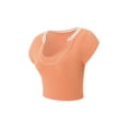 thumbnail image 6 of Franhais Women Summer Causual T-shirt, Short Sleeve U Neck Contrast Color Crop Top, 6 of 9