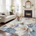 thumbnail image 2 of White Magnolia Area&nbsp;Rug 6x9ft Farmhouse Flowers Non-Slip&nbsp;Washable Square&nbsp;Rugs Soft Felt Indoor Floor Mat for Bedroom Kitchen Living Room Bathroom, 2 of 9
