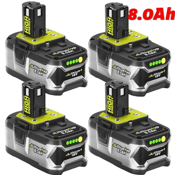 4Pack 8000mAh For Ryobi 18V Battery One Plus High Capacity P108 Lithium-Ion P102 P109