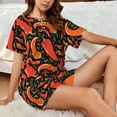 thumbnail image 6 of Kdxio Red Hot Chili Print Pajamas Sets for Women Short-Sleeved Pjs with Lounge Shorts Two Piece Sleepwear S-4XL, 6 of 8