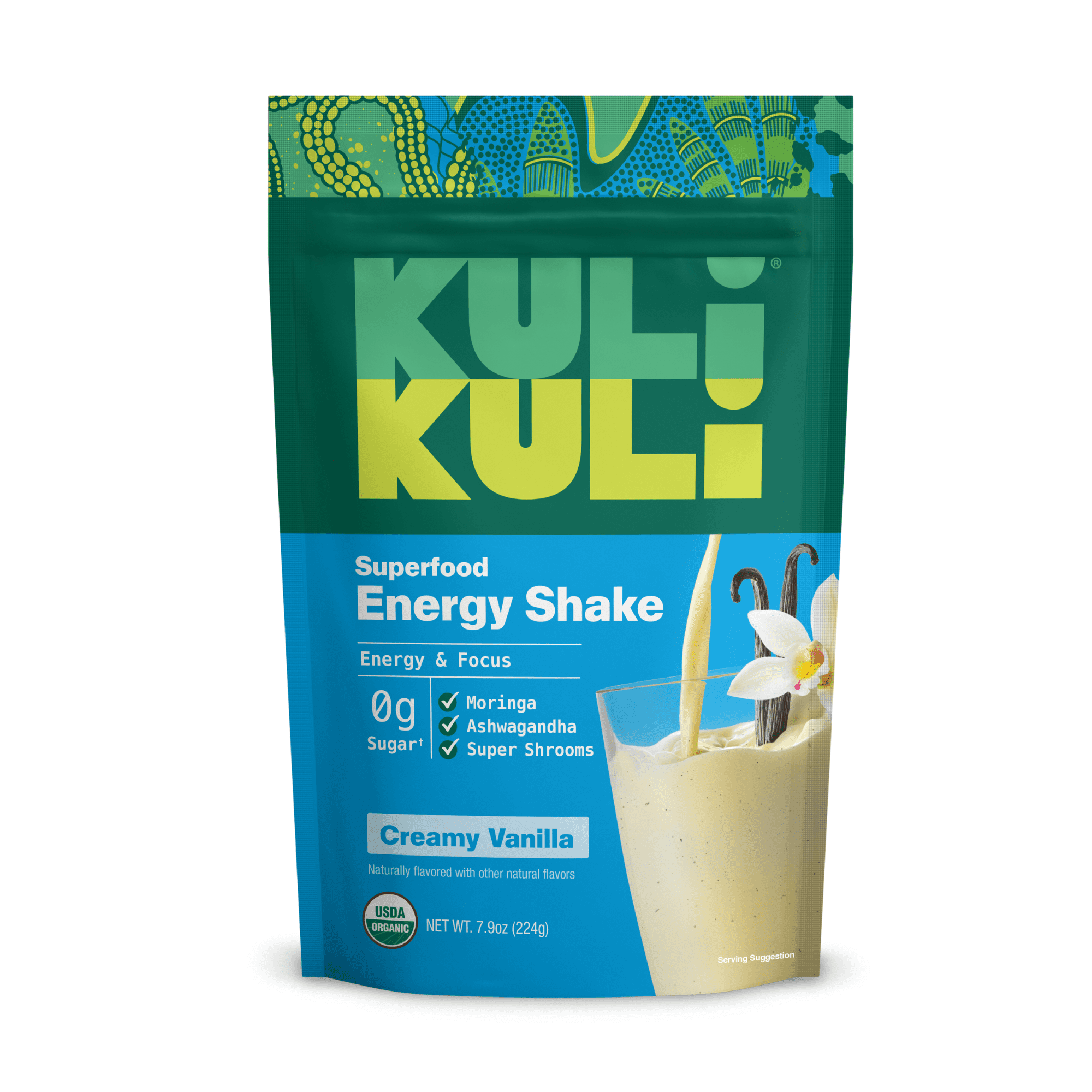 Kuli Kuli Vanilla Moringa Protein Shake Powder Supplement, 7.9 oz
