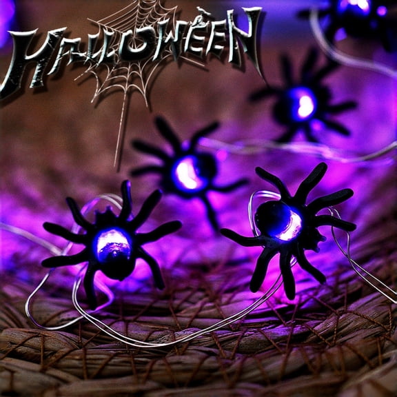 Mrzvby String Lights for Home Decor,USB Powered Purple Spider String Lights Waterproof Spooky SpiderFairy Twinkles Lights for Indoor Outdoor Yard Party Decor