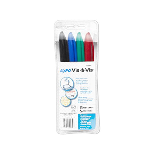 EXPO Vis-A-Vis Wet-Erase Overhead Transparency Markers Fine Point Value Pack