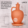 thumbnail image 2 of Natural Clay Water Pitcher, Unglazed Terracotta Carafe, Brown, 3.3 Qts., 2 of 7