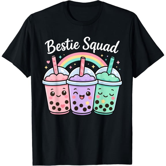 Premium model-Unisex-100% cotton-Bestie Squad Twin Day For Girls BFF Boba Tea Best Friend T-Shirt