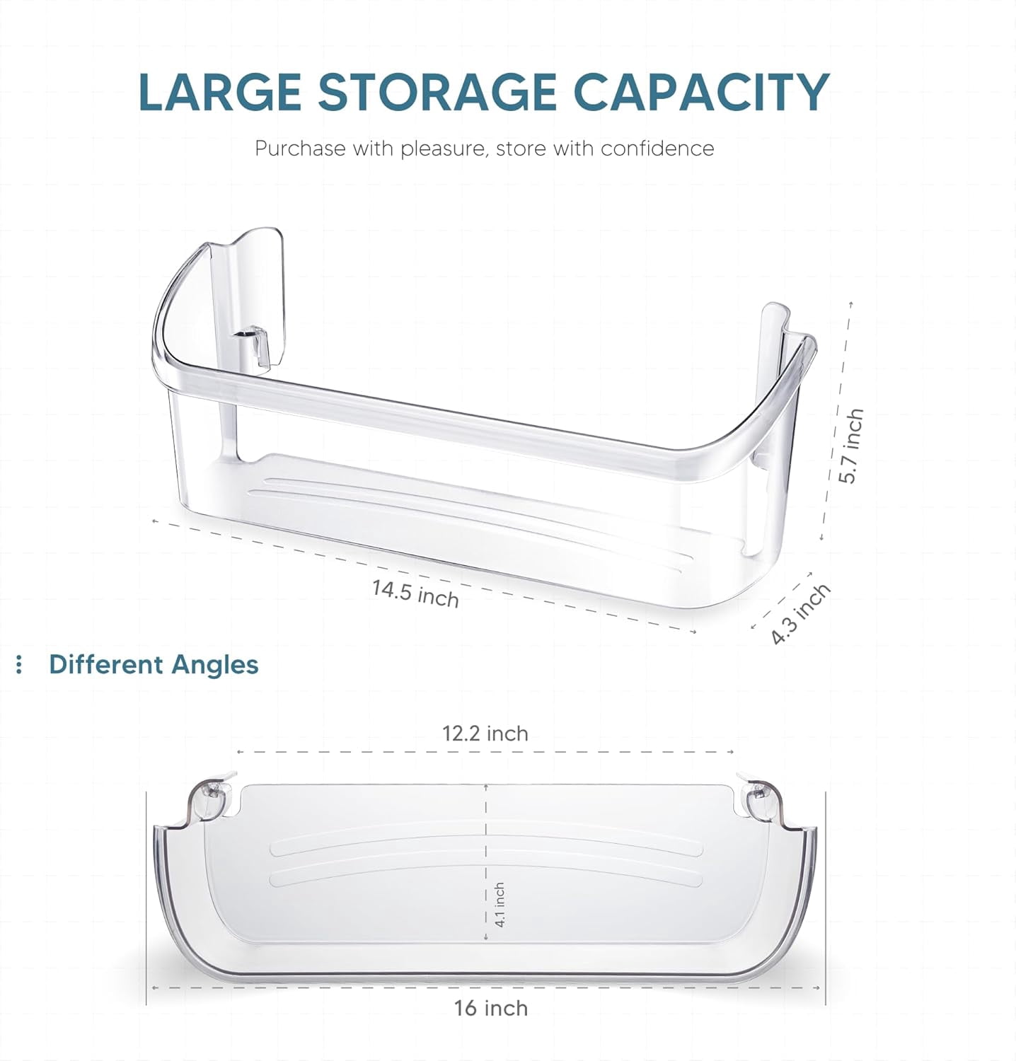 242126602 Refrigerator Door Shelf Replacement Fits For Frigi-daire Refrigerator Door Shelf-Lower Side Shelf 4547407, AP6278233, PS12364199 (1 Pack)