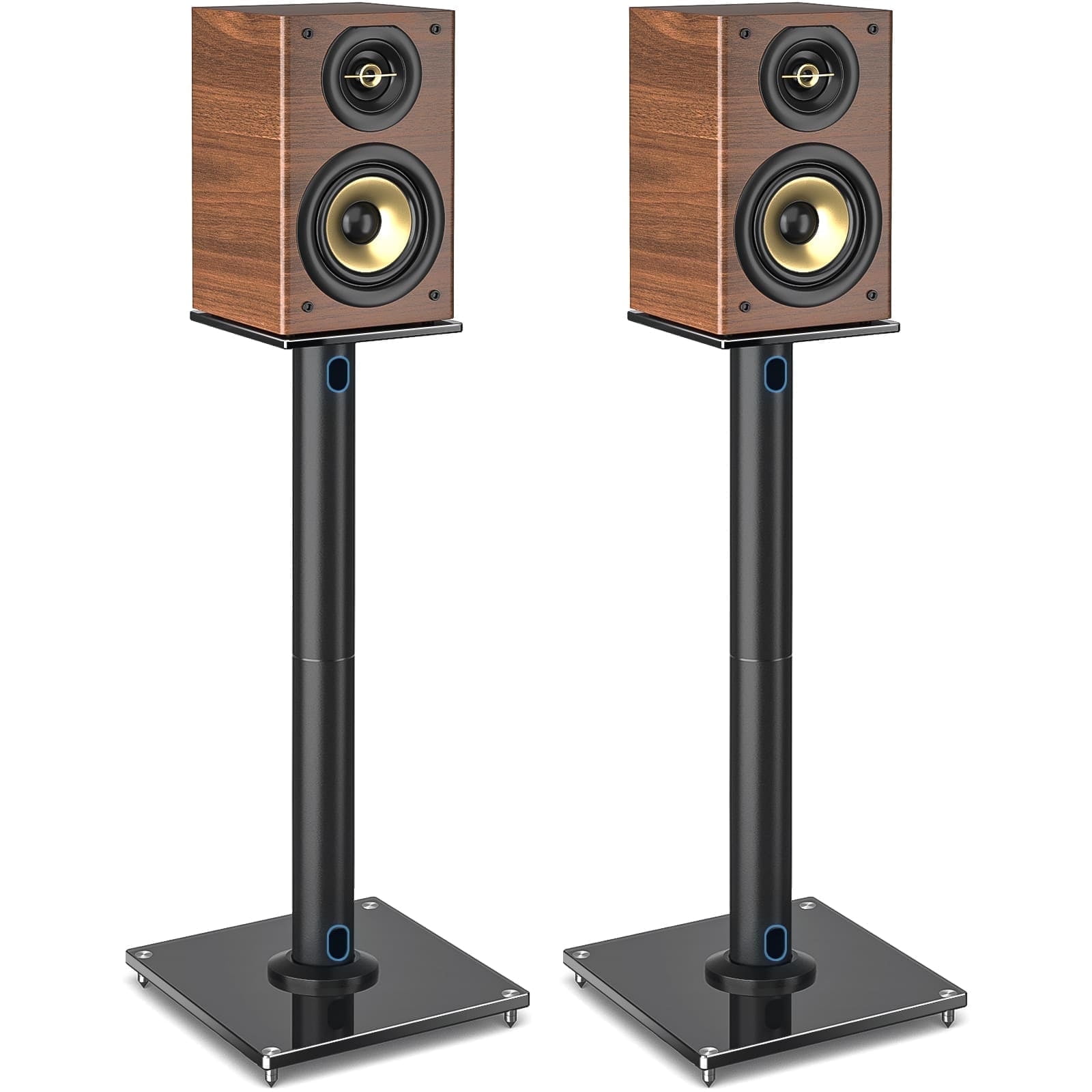 TAVR Furniture Universal Speaker Stands Pair 45° Swivel Bookshelf Speaker Stands with Cable Management, Black
