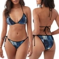 thumbnail image 3 of Fotbe Indigo Patchwork Quilt Traje de Baño para Mujer de Dos Piezas – Bikini Sexy de Tirantes Tipo Halter con Diseño Triangular, 3 of 6