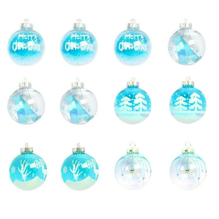 

Yiying 12pcs Pendant Hanging Ball Transparent PET Yellow Green Blue Pink Xmas Decor Holiday Party Decoration DIY Balls
