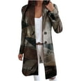 thumbnail image 2 of Tejiojio Jackets Clearance Women's Fashion Casual Autumn And Winter Vintage Print Long Woolen Coat Windbreaker Coat, 2 of 4