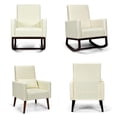 thumbnail image 3 of Resenkos Rocking Chair Nursery Glider, Comfy Rocker Nursery Chair, 2-in-1 Fabric Upholstered Rocking Chair with Pillow-Beige, 3 of 8