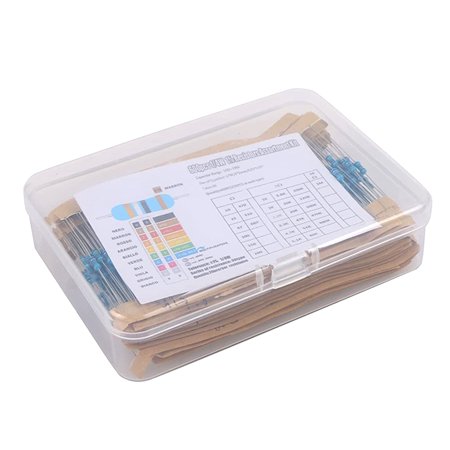 husxh 300/600pcs Metal Film Resistor Pack Assorted Kit 30 Kinds Metal Film Resistance Assortment Kit 10R-1M Resistance 1/4W