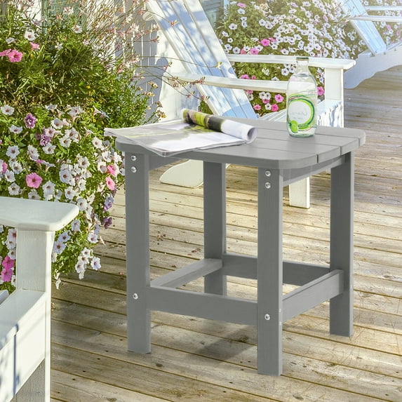 Sonerlic 1 Peak Outdoor Patio HIPS Adirondack Side Table Rectangular for Indoor and Outdoor,Light Gray